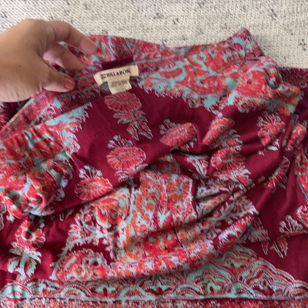 Billabong Boho Maxi Skirt Burgundy Paisley Like New Flowy Festival Style - Picture 7 of 15